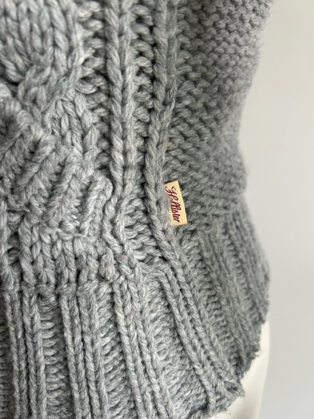 Hollister Vintage Y2k Grey Cable Knit Sweater Hoodie XS - Picture 6 of 8